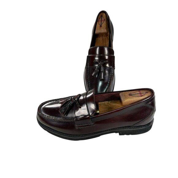 Rockport Mens Size 10 M Burgundy Leather Slip On Tassel Comfort Loafers - Picture 1 of 9